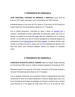 1º PRESIDENTE DE VENEZUELA
JOSÉ  CRISTÓBAL  HURTADO  DE  MENDOZA Y  MONTILLA  nació  el 23  de
junio de 1772 Trujillo, Venezu