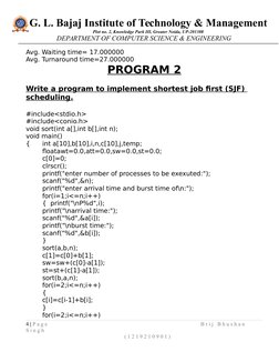 G. L. Bajaj Institute of Technology & Management
Plot no. 2, Knowledge Park III, Greater Noida, UP-201308
DEPARTMENT OF COM