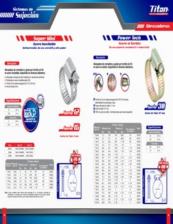 8
9
Referencia 
Serie 12
Referencia 
Serie 15
D= Rango - Diámetro
Oracle
Milímetros (mm)
Pulgadas (in)
Para mangueras 
con di