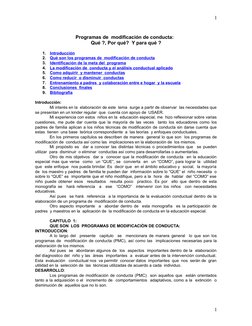 Programas de  modificación de conducta:  
Qué ?, Por qué?  Y para qué ?
1.
Introducción
2.
Qué son los programas de  modifica