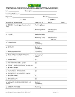 Material Packaging Checklist Packaging Design Approval Checklist | PDF | Packaging And Labeling ...