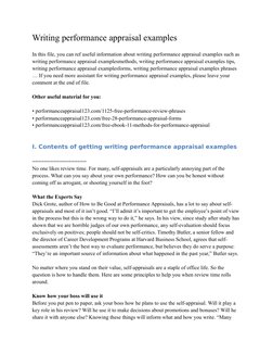 Writing performance appraisal examples
In this file, you can ref useful information about writing performance appraisal examp