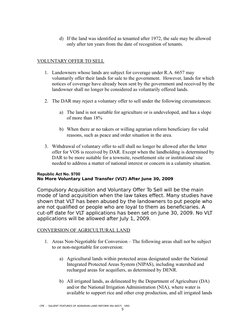 d) If the land was identified as tenanted after 1972, the sale may be allowed 
only after ten years from the date of recognit