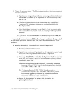 3. Priority Development Areas – The following are considered priority development 
areas for conversion:
a) Specific areas in