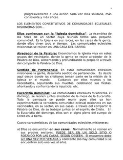 progresivamente a una acción cada vez más solidaria, más
consciente y más eficaz.
LOS ELEMENTOS CONSTITUTIVOS DE COMUNIDADES