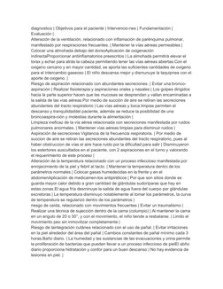 diagnostico | Objetivos para el paciente | Intervencio-nes | Fundamentación | 
Evaluación |
Alteración de la ventilación, rel