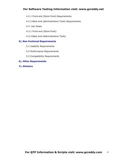 For Software Testing Information visit: www.gcreddy.net 
4.2.1 Front end (Store front) Requirements
4.2.2 Back end (Administr