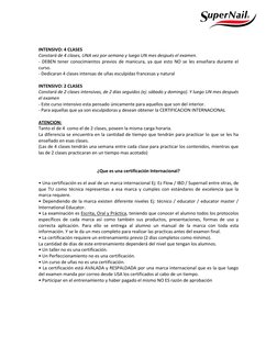 INTENSIVO: 4 CLASES  
Constará de 4 clases, UNA vez por semana y luego UN mes después el examen.  
- DEBEN tener co