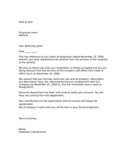 Reletting Letter Example Relieving and Experience Letter Guide | PDF | Government | Business