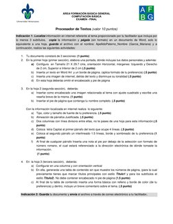 ÁREA FORMACIÓN BÁSICA GENERAL  
COMPUTACIÓN BÁSICA 
EXAMEN - FINAL 
 
 
Procesador de Textos (valor 10 puntos) 
 
Indicación