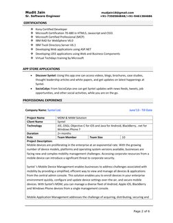 Mudit Jain  
 
 
 
 
    mudjain18@gmail.com 
Sr. Software Engineer 
 
                       +91-7350584848/+91-9461384686