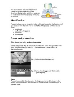 The characteristic features and principal
causes of porosity imperfections are
described. Best practice guidelines are given