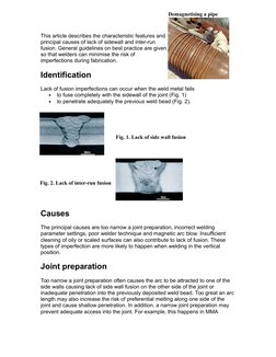 This article describes the characteristic features and
principal causes of lack of sidewall and inter-run
fusion. General gui