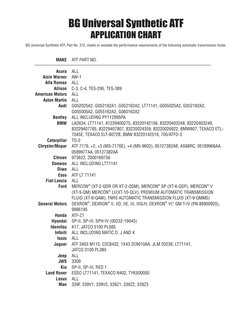 BG Universal Synthetic Atfapplication Chart | PDF | Motor Vehicle ...