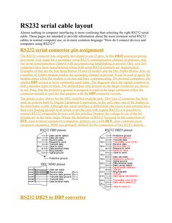 RS232 serial cable layout
Almost nothing in computer interfacing is more confusing than selecting the right RS232 serial 
cab