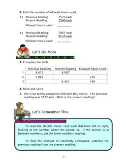 Electric Meter Example Math 6 Grade 6 Electric Meter Reading Guide | PDF | Watt | Physics