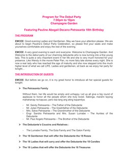 18th Birthday Debut Program Flow | PDF