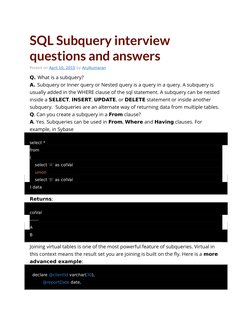 SQL Subquery Interview Q&A Guide | PDF | Sql | Computer Programming