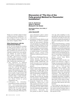 Discussion of “The Use of the
Fully-grouted Method for Piezometer
Installation”
Iván A. Contreras
Aaron T. Grosser
Richard H.