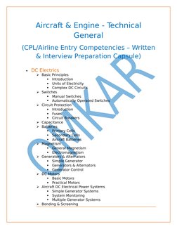 Aircraft & Engine - Technical
General
(CPL/Airline Entry Competencies – Written
& Interview Preparation Capsule)

DC Electri