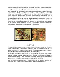 para el estado y mantenían depósitos de comida para hacer frente a las posibles
crisis y hambrunas que se produjeran en sus t