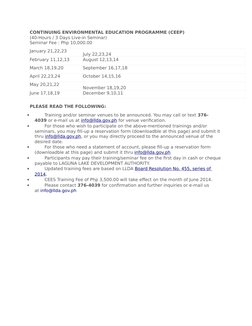 LLDA CEEP Training Schedule 2025 | PDF | Business
