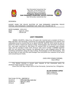 San Fernando Camarines Sur
Republic of the Philippines
National Police Commission
Philippine National Police
SAN FERNANDO MUN