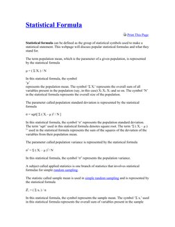 Statistical  (http://www.statisticssolutions.com/methods-chapter/statistical-data-analysis/statistical-formula/printpage/)For