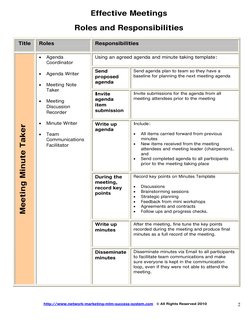 Effective Meetings Roles and Responsibilities | PDF | Facilitator ...