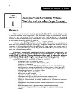 DRAFT 
April 29, 2014
3 
 
 
 
 
Respiratory and Circulatory Systems  
Working with the other Organ Systems 
 
 
Overview 
Th