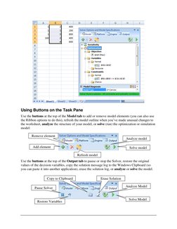 Using Buttons on the Task Pane 
Use the buttons at the top of the Model tab to add or remove model elements (you can