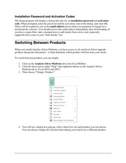 Installation Password and Activation Codes 
The Setup program will display a dialog that asks for an installation passw