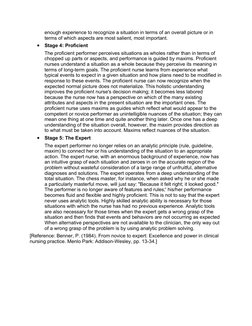 Ref Benner Benner's Five Stages of Nursing Competence | PDF | Expert | Nursing
