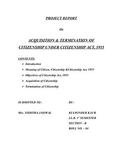 Citizenship Acquisition & Termination Act | PDF | Naturalization ...