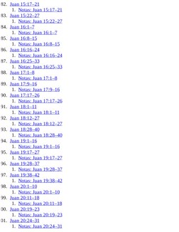82. Juan 15:17–21
1. Notas: Juan 15:17–21
83. Juan 15:22–27
1. Notas: Juan 15:22–27
84. Juan 16:1–7
1. Notas: Juan 16:1–7
85.
