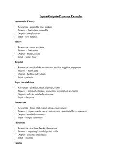 Input-Output Process Examples in Industries | PDF | Business | Wellness