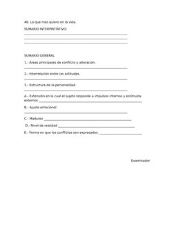 46. Lo que más quiero en la vida.
SUMARIO INTERPRETATIVO: 
__________________________________________________________________
