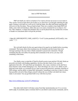 ############################
Intro to PHP Web Shells
############################
PHP web shells are vital to us hackers if w