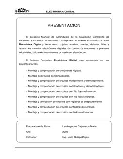 ELECTRÓNICA DIGITAL 
 
 
.                                          
 
 
PRESENTACION 
 
 
 
El presente Manual