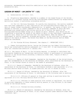 processing. Recommendations should be submitted no later than 90 days before the desired 
presentation date.
LEGION OF MERIT