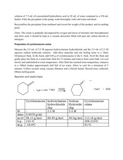 solution of 7.5 mL of concentrated hydrochloric acid in 50 mL of water contained in a 250 mL
beaker. Filter the precipitate a