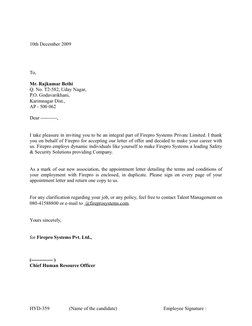 10th December 2009
To,
Mr. Rajkumar Bethi
Q. No. T2-582, Uday Nagar,
P.O. Godavarikhani,
Karimnagar Dist.,
AP - 500 062
Dear