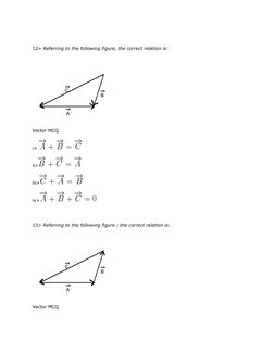 Class 11 Vector MCQs with Solutions | PDF | Euclidean Vector | Torque