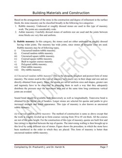 Building Materials and Construction
Based on the arrangement of the stone in the construction and degree of refinement in the