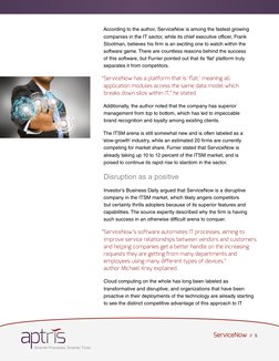 (http://aptris.com)ServiceNow  //  5
According to the author, ServiceNow is among the fastest growing 
companies in the IT s