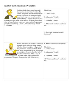 Identify the Controls and Variables 
Smithers thinks that a special juice will 
increase the productivity of workers. He 
cre