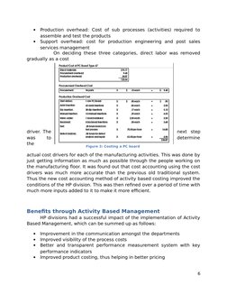 
Production  overhead:  Cost  of  sub  processes  (activities)  required  to
assemble and test the products 

Support  over