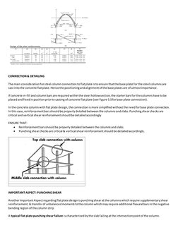 CONNECTION & DETAILING 
 
The main consideration for steel column connection to flat plate is to ensure that the base p