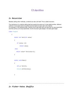 C# Algorithms and Data Structures Guide | PDF | Subroutine | C Sharp ...