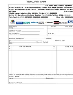 Machine Installation Report Template | PDF
